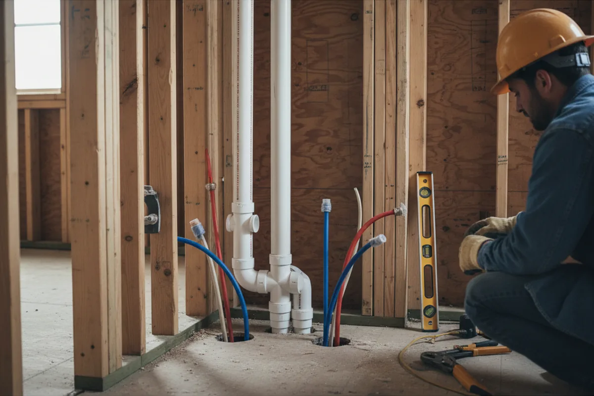 Drain and supply rough-in during Drain Cleaning in Granite Bay